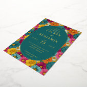 Retro Botanica and Teal Wedding Folieneinladung (Gedreht)