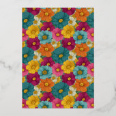 Retro Botanica and Teal Wedding Folieneinladung (Rückseite)