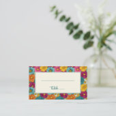 Retro Botanica and Teal Wedding Platzkarte (Stehend Vorderseite)