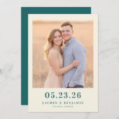 Retro Botanica and Teal Wedding Save The Date (Vorne/Hinten)