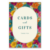 Retro Botanica and Teal Wedding Tischnummer (Rückseite)