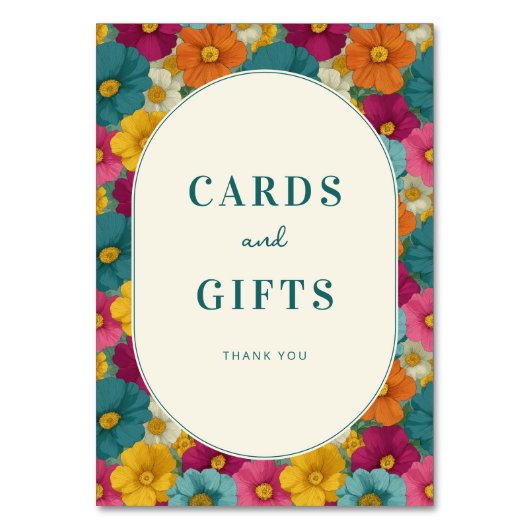 Retro Botanica and Teal Wedding Tischnummer (Vorderseite)