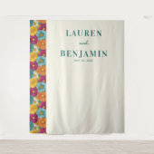 Retro Botanica and Teal Wedding Wandteppich (Vorderseite)