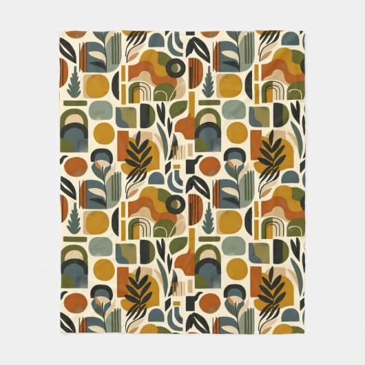 Retro Botanica Geometrica Fleecedecke (Vorderseite)