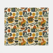 Retro Botanica Geometrica Fleecedecke (Vorderseite (Horizontal))