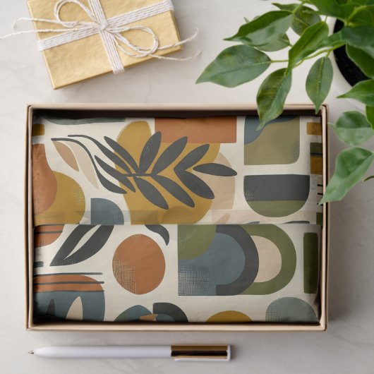 Retro Botanica Geometrica Seidenpapier (Geschenk)