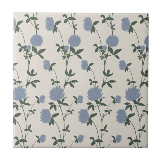 Retro Botanical Meadow Clover | French Linen Fliese (Vorderseite)