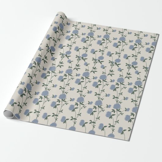 Retro Botanical Meadow Clover | French Linen Geschenkpapier (Ungerollt)