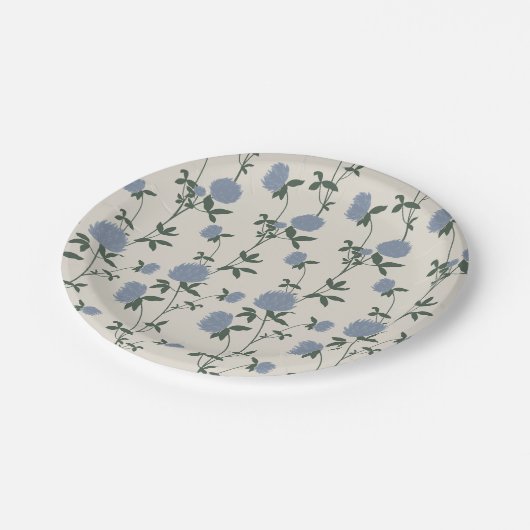 Retro Botanical Meadow Clover | French Linen Pappteller (Schrägansicht)