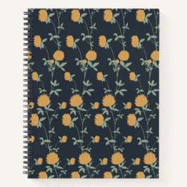 Retro Botanical Meadow Clover | Midnight Garden Notizblock