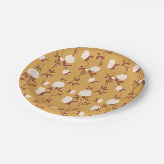 Retro Botanical Meadow Clover | Retro Nostalgia Pappteller (Schrägansicht)