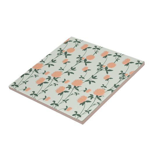 Retro Botanical Meadow Clover | Soft Spring Fliese (Seite)