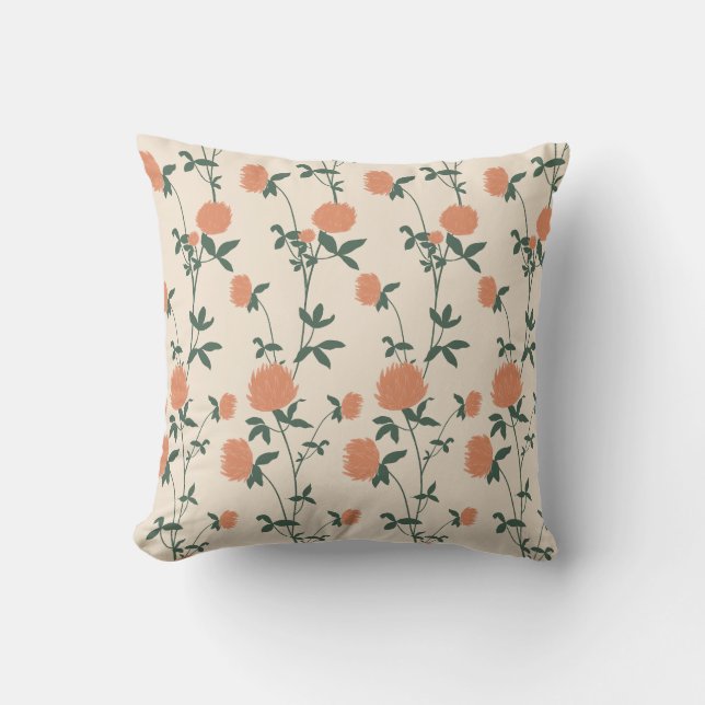 Retro Botanical Meadow Clover | Sunbaked Clay Kissen (Vorderseite)