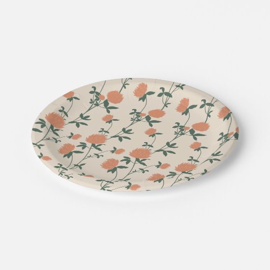 Retro Botanical Meadow Clover | Sunbaked Clay Pappteller (Schrägansicht)