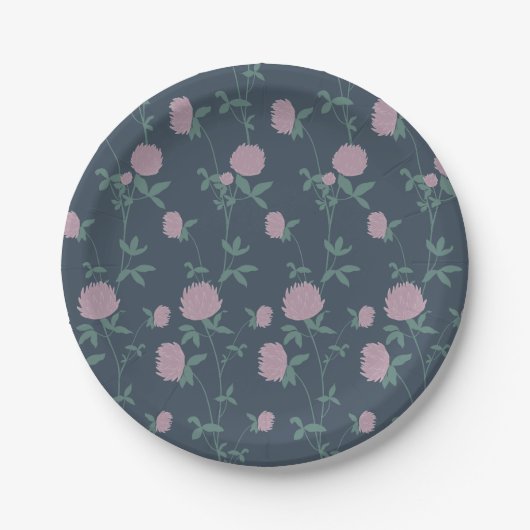 Retro Botanical Meadow Clover | Twilight Meadow Pappteller (Vorderseite)