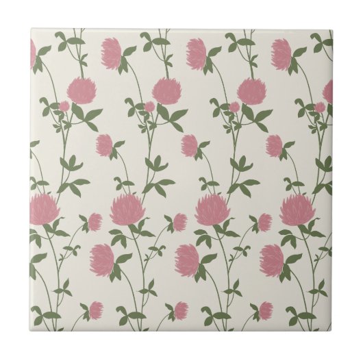 Retro Botanical Meadow Clover | Vintage Archive Fliese (Vorderseite)