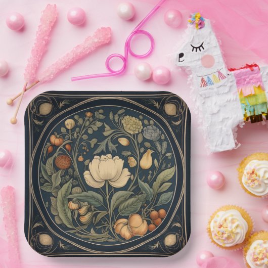 Retro Botanical Samhain / Halloween-Party Teller (Party)