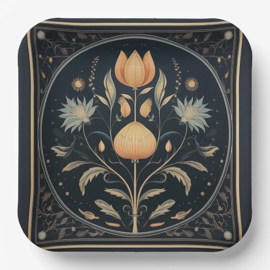 Retro Botanical Samhain / Halloween-Party Teller (Vorderseite)