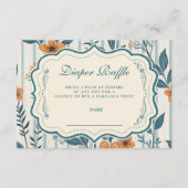 Retro-Botanik-Fliesen-Baby-Shower-Windeltausch Begleitkarte (Vorderseite)