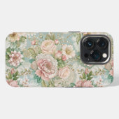 Retro-Botanik, Mädchenhaft iPhone Hülle (Rückseite (Horizontal))