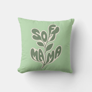 Retro-Botanik "Soft Mama" Blatt-Typografie-Design Kissen