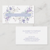 Retro botanisch florale Aquarellfarbe dustig blaue Visitenkarte (Vorne/Hinten)