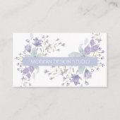 Retro botanisch florale Aquarellfarbe dustig blaue Visitenkarte (Vorderseite)