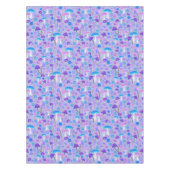 Retro Botanische Pilze Blume Lila Türkis Tischdecke (Vorderseite)