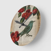 Retro botanische rote Kirsche des französischen Runde Wanduhr (Winkel)