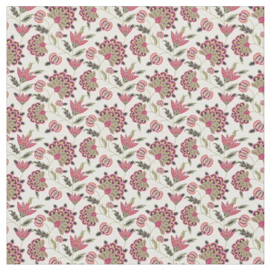Retro-Botanischer Damast-Boho-Muster Stoff (Nahaufnahme)