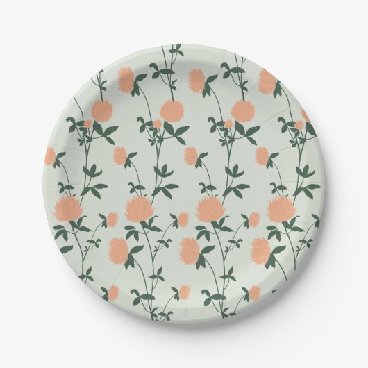 Retro-Botanischer Wiesen-Klee | Sanfter Frühling Pappteller (Vorderseite)