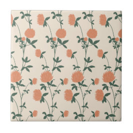 Retro-Botanischer Wiesen-Klee | Sonnengebrannter T Fliese