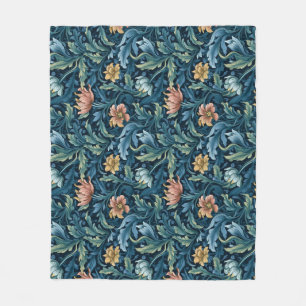 Retro-botanisches Muster blau Fleecedecke