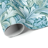 Retro-botanisches Muster blau Geschenkpapier (Rolleneckpunkt)