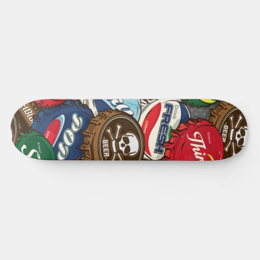 Retro Bottle Caps Skateboard | Retro-Skateboard (Horizontal)