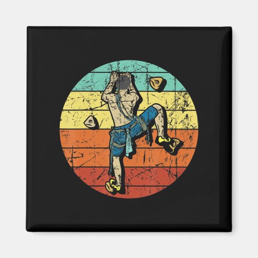 Retro Bouldering Wall Climber Rock Climbing Monte Magnet (Vorne)