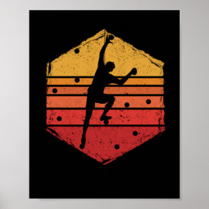 Retro Boulderingkletterer Fels Poster