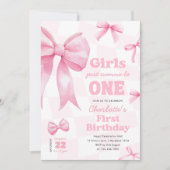 Retro Bow Checkered Erster Geburtstag Einladung (Vorderseite)