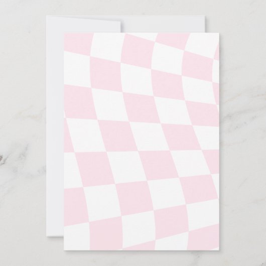 Retro Bow Checkered Erster Geburtstag Einladung (Rückseite)