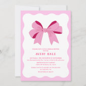 Retro Bow Pink Lilac Chic Curve Wavy Brautparty Einladung (Vorderseite)