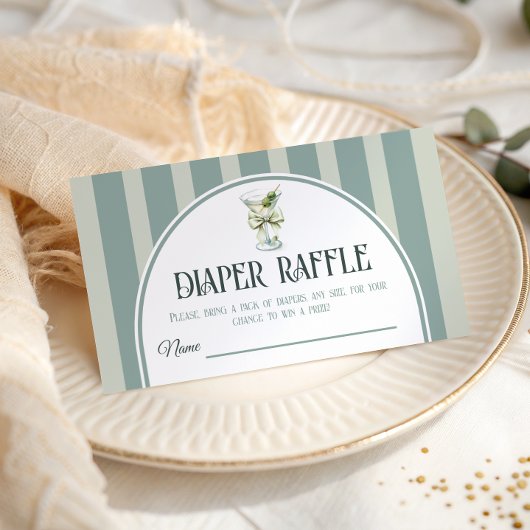 Retro Bow Tini One Martini Baby Shower Diaper Begleitkarte