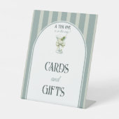 Retro Bow Tini One Martini Baby Shower Favor Sockelschild (Vorderseite)