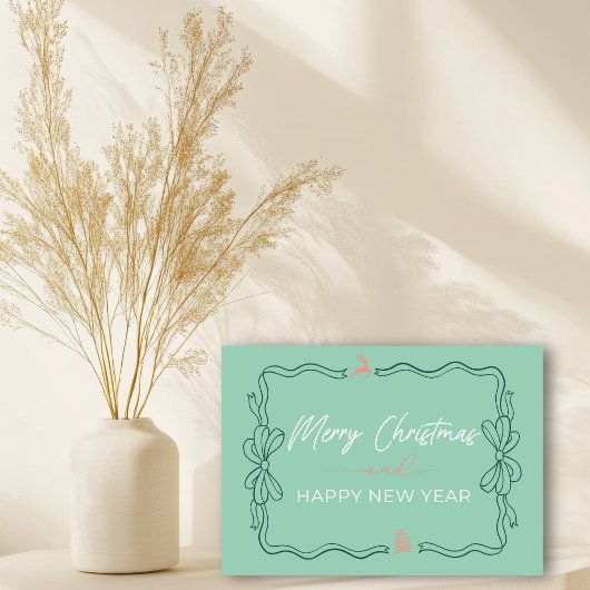 Retro Bow & Trees Doodles Faltkarte Karte