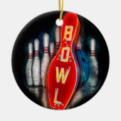 Retro Bowl mit Bowling-Buttonen und Kugel Keramikornament (Vorne)