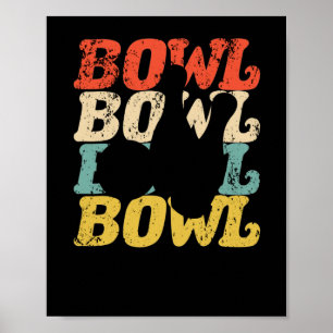 Retro Bowl Old School Bowling Vintage Ball Buttone Poster