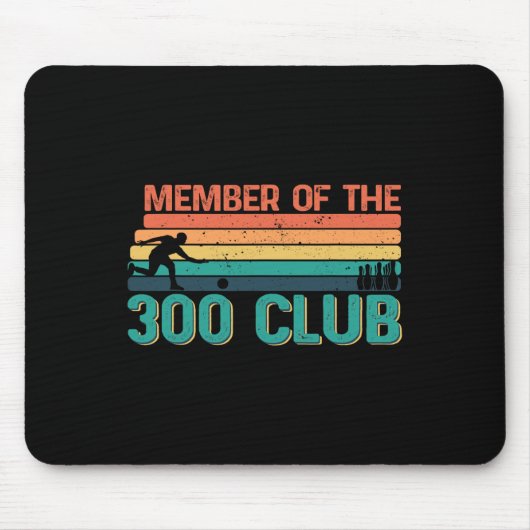 Retro-Bowler-Silhouette für Mitglieder des 300-Clu Mousepad (Vorne)