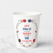 Retro Bowling 1st Birthday Party – Fun Kids  Pappbecher (Rückseite)