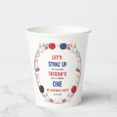 Retro Bowling 1st Birthday Party – Fun Kids  Pappbecher (Vorderseite)