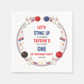 Retro Bowling 1st Birthday Party – Fun Kids  Serviette (Vorderseite)