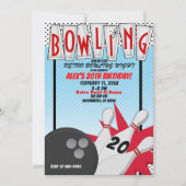 Retro-Bowling-Abend-Geburtstagsfeier Einladung (Vorderseite)